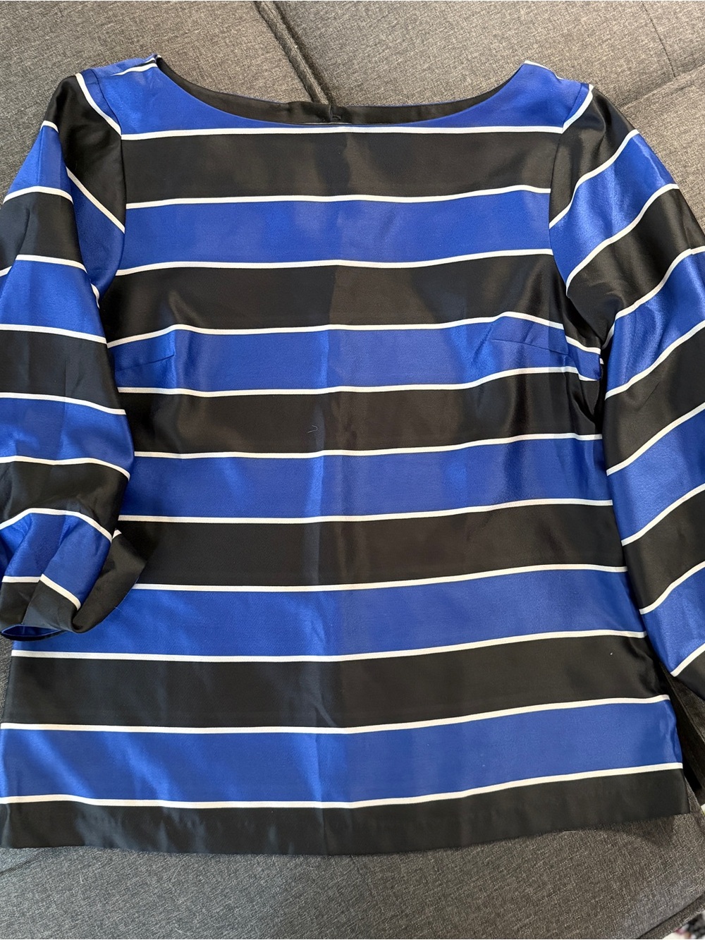 Banana Republic Blue and Black Striped Boatneck Blouse/Tunic
